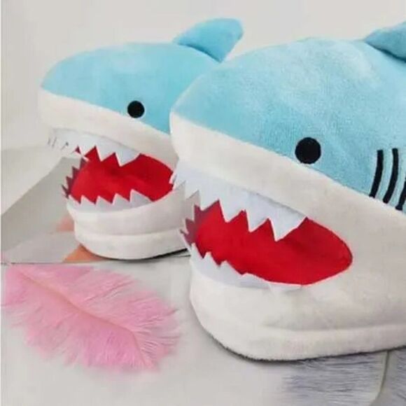 2/$30 Ladies Blue Shark Slippers - Brand New - Picture 2 of 4